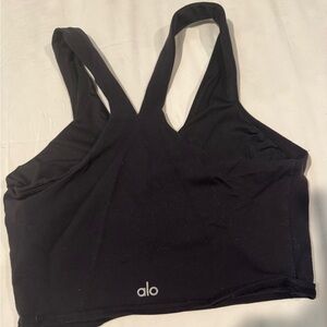 ALO Yoga Black Crop Yank Top. Size M